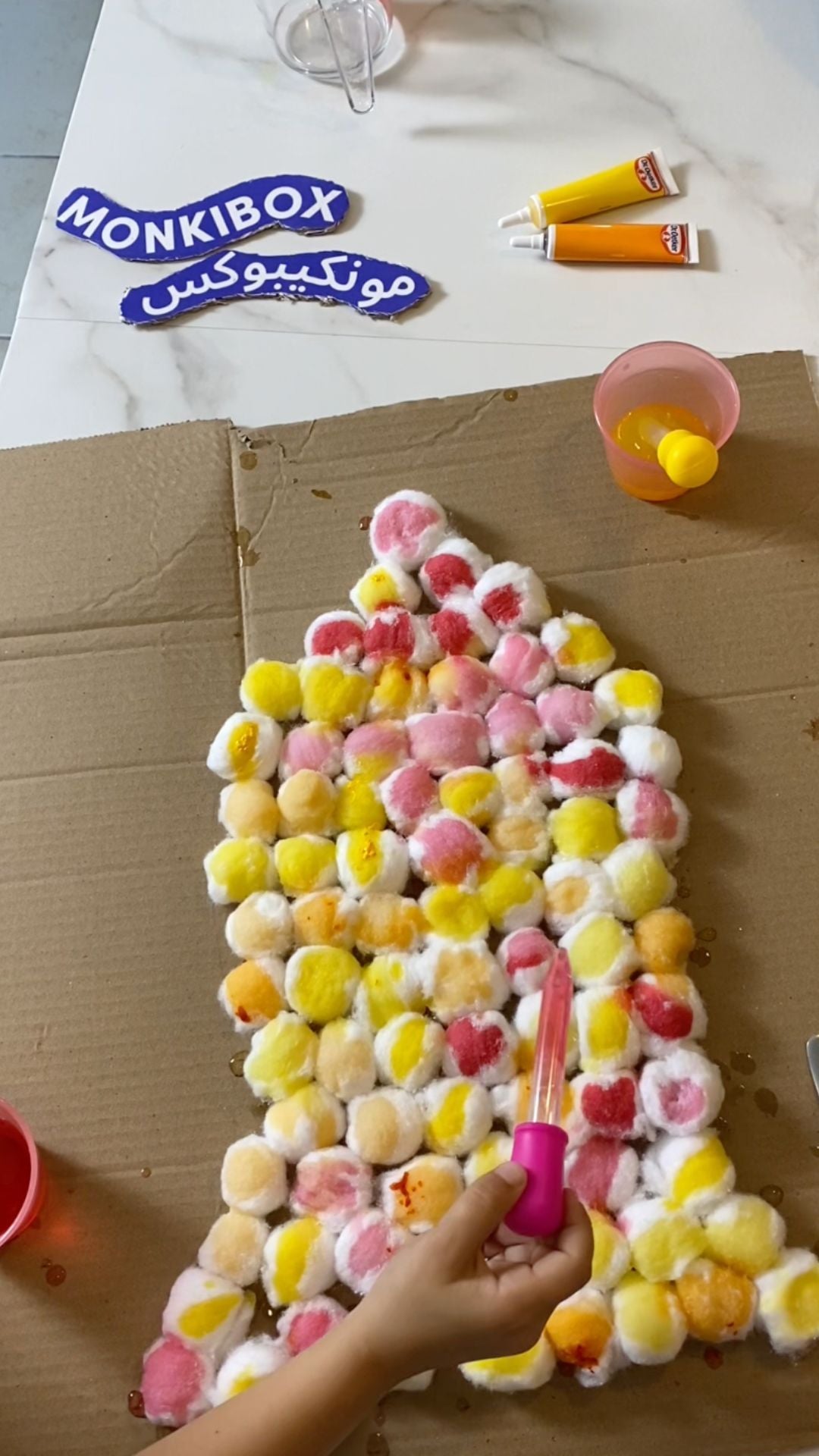Rainbow Cotton Ball Coloring Activity