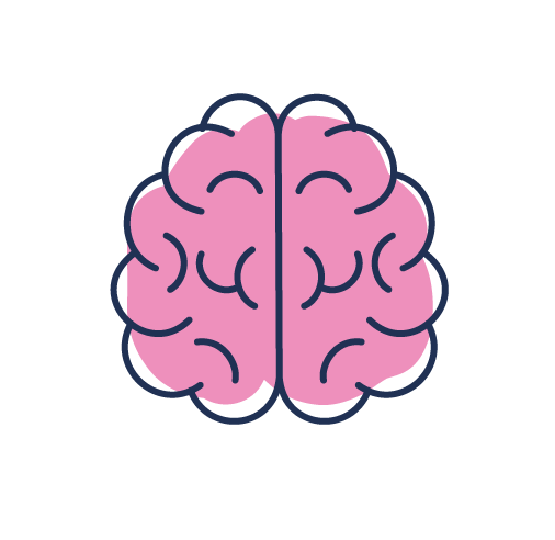 Colorful illustration of a brain with a simple, playful design.